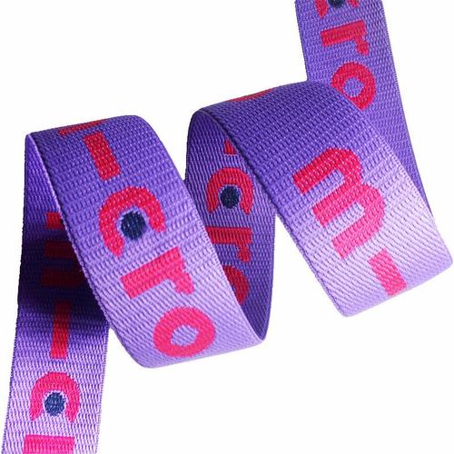 东铭景织带箱包织带厂家定制 紫色尼龙平纹提花织带logo 4cm英文字母